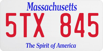MA license plate 5TX845