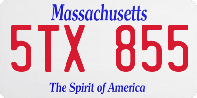 MA license plate 5TX855