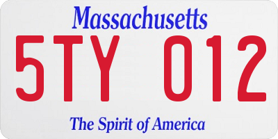 MA license plate 5TY012