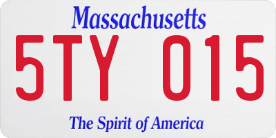 MA license plate 5TY015