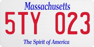 MA license plate 5TY023