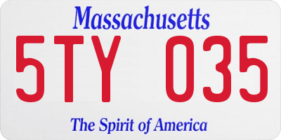 MA license plate 5TY035