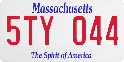 MA license plate 5TY044