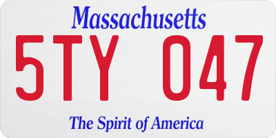 MA license plate 5TY047