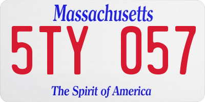 MA license plate 5TY057