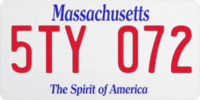 MA license plate 5TY072