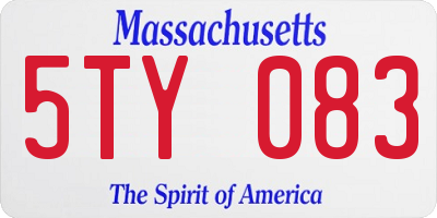 MA license plate 5TY083