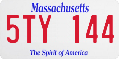 MA license plate 5TY144