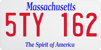 MA license plate 5TY162