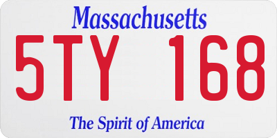 MA license plate 5TY168