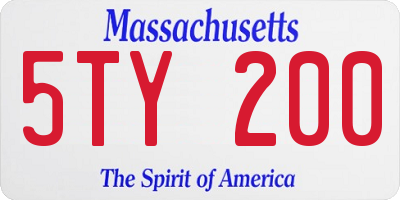 MA license plate 5TY200