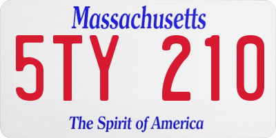 MA license plate 5TY210