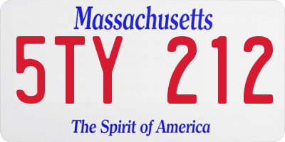 MA license plate 5TY212
