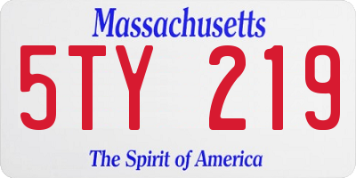 MA license plate 5TY219