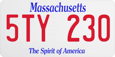 MA license plate 5TY230