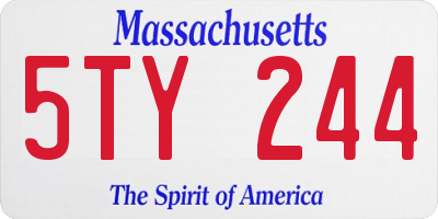 MA license plate 5TY244
