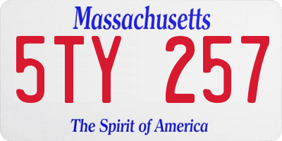 MA license plate 5TY257