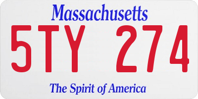 MA license plate 5TY274