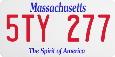 MA license plate 5TY277