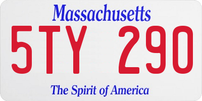 MA license plate 5TY290