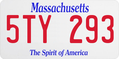 MA license plate 5TY293