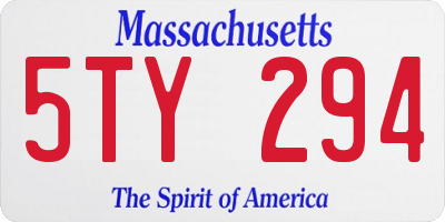 MA license plate 5TY294