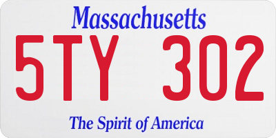 MA license plate 5TY302