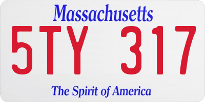 MA license plate 5TY317