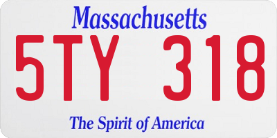 MA license plate 5TY318