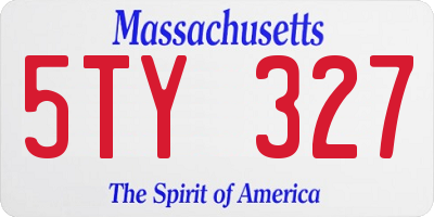 MA license plate 5TY327