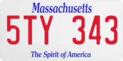 MA license plate 5TY343