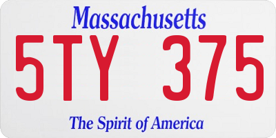 MA license plate 5TY375