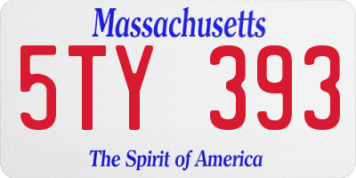 MA license plate 5TY393