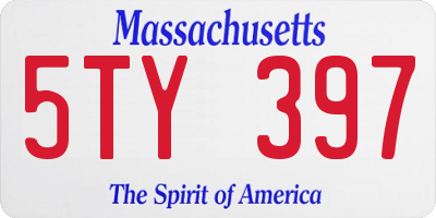 MA license plate 5TY397