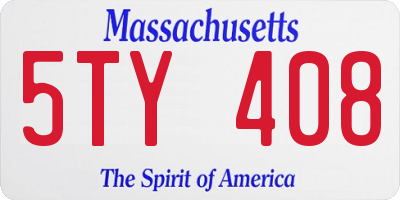 MA license plate 5TY408