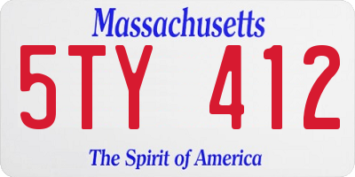 MA license plate 5TY412