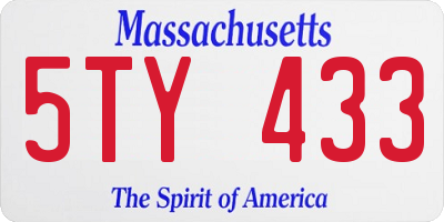 MA license plate 5TY433