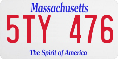 MA license plate 5TY476