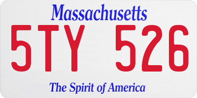 MA license plate 5TY526