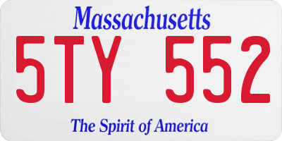 MA license plate 5TY552