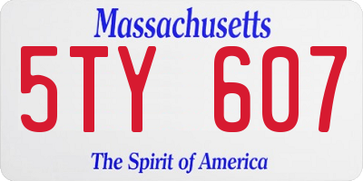 MA license plate 5TY607