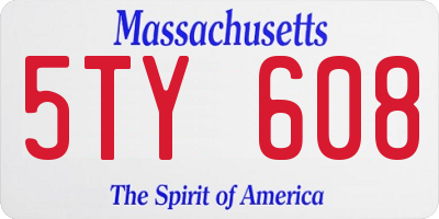 MA license plate 5TY608