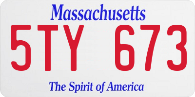 MA license plate 5TY673