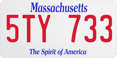 MA license plate 5TY733