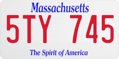 MA license plate 5TY745