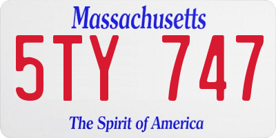 MA license plate 5TY747