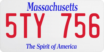 MA license plate 5TY756