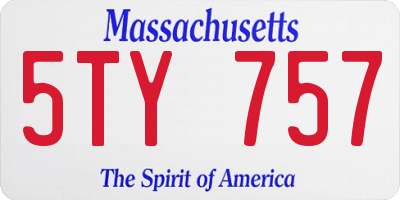 MA license plate 5TY757
