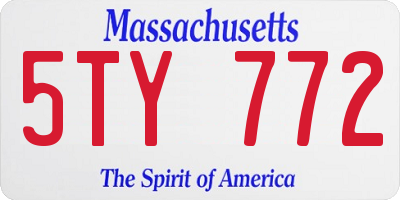 MA license plate 5TY772