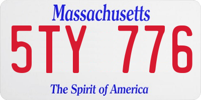 MA license plate 5TY776